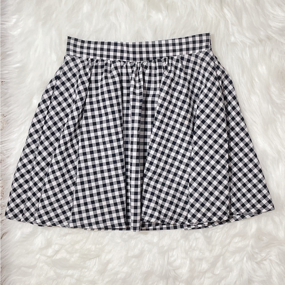 Gingham high waist circle mini skirt